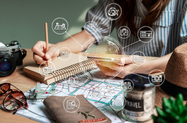 woman making travel plans